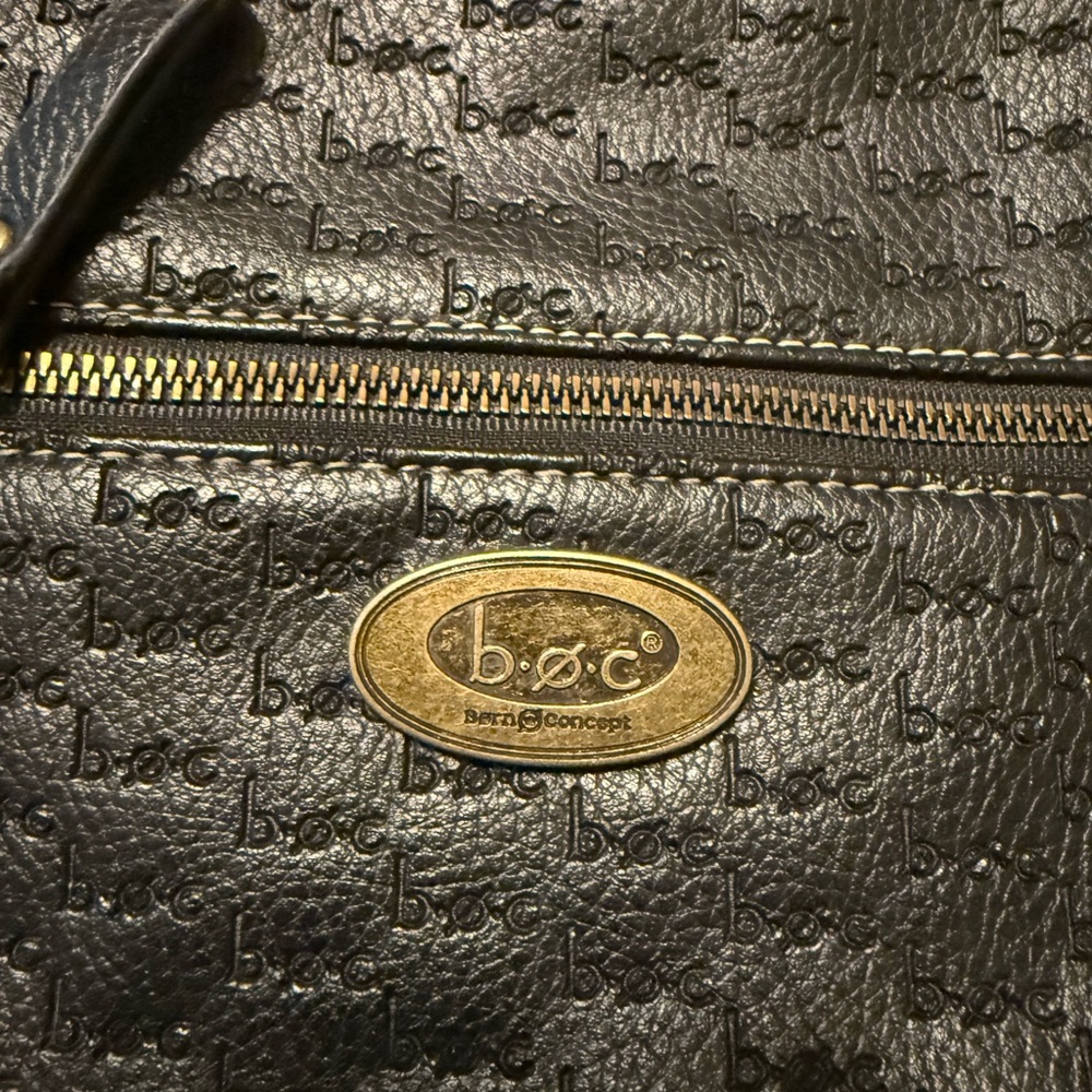 b.o.c. Black Leather Tote with Gold Accents